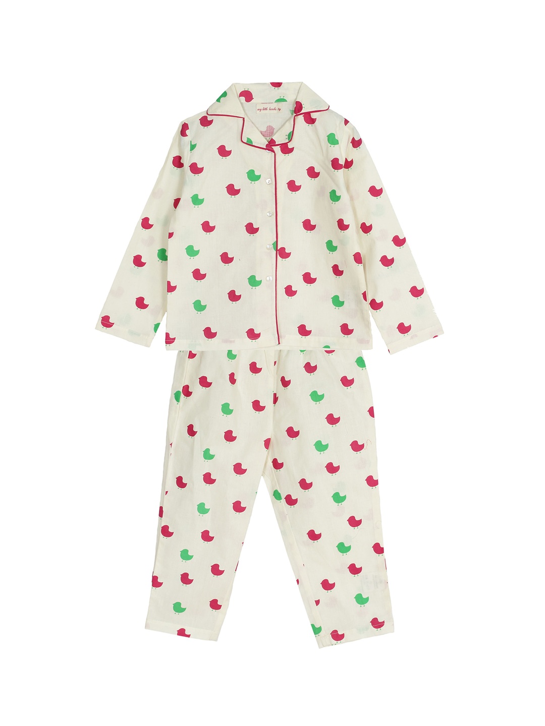 

My Little Lambs Boys Off-White & Pink Printed Night Suit S19010