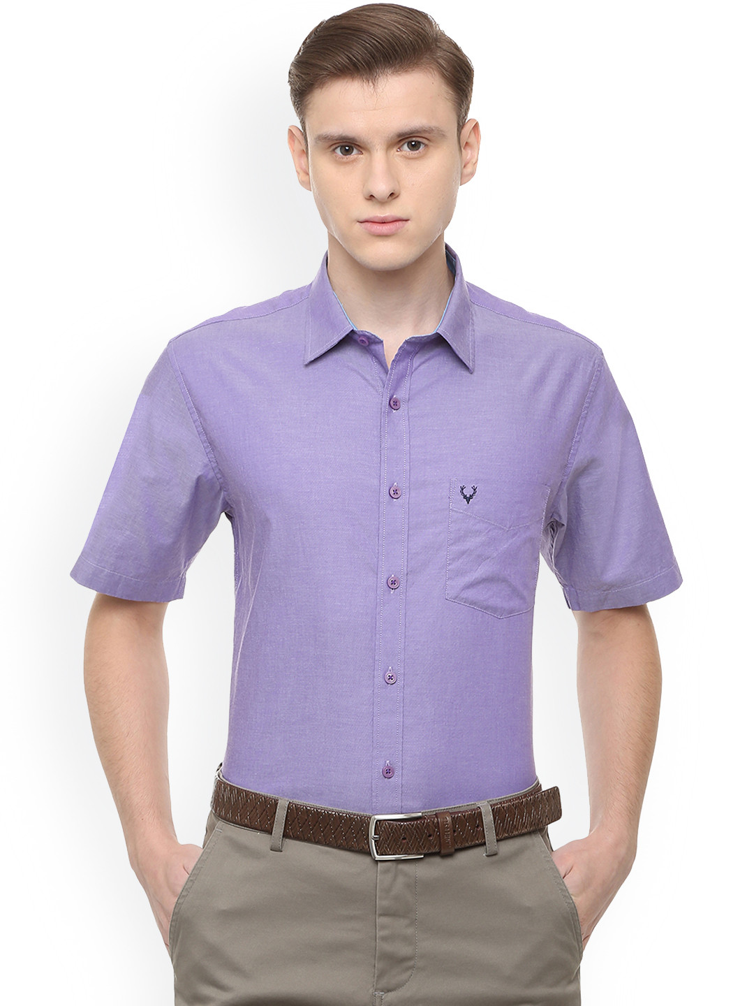 

Allen Solly Men Purple Slim Fit Solid Formal Shirt