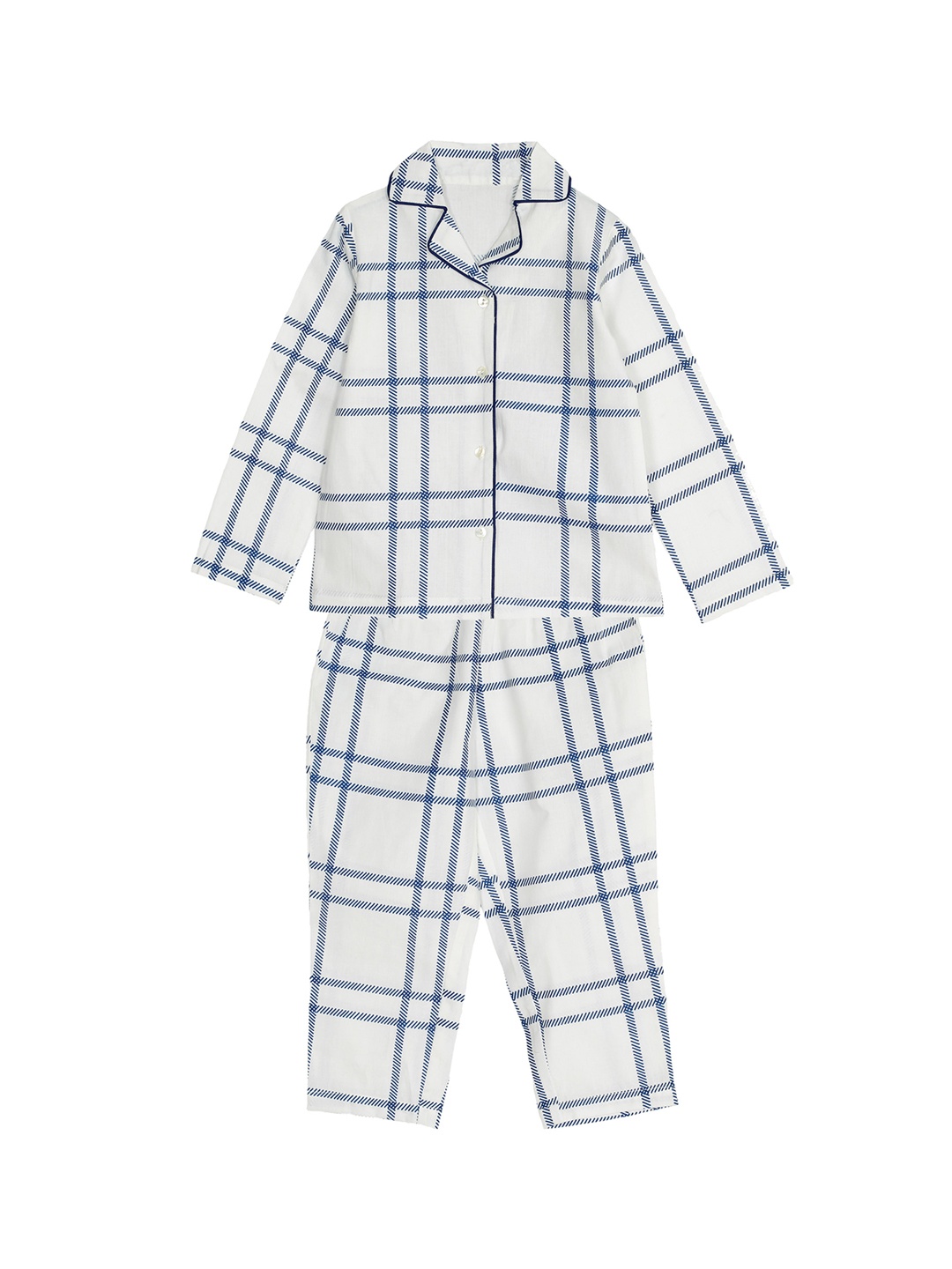 

My Little Lambs Boys White & Blue Printed Night Suit S1900901