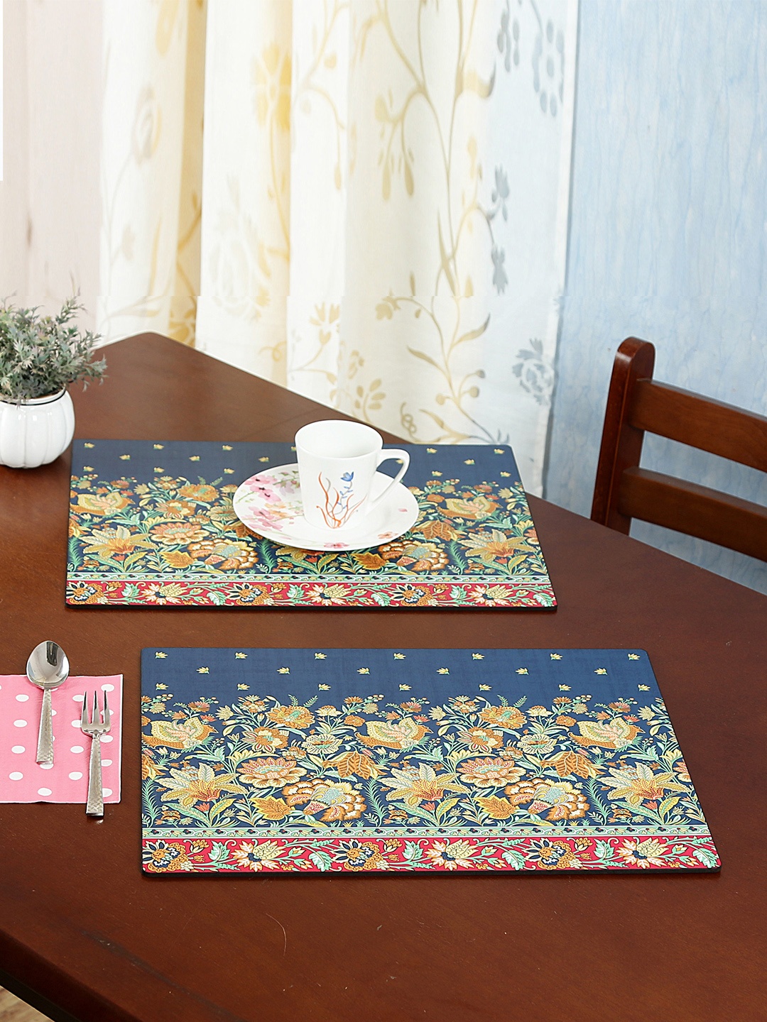 

Reinvention Factory Set of 6 Navy Blue Printed Table Placemats