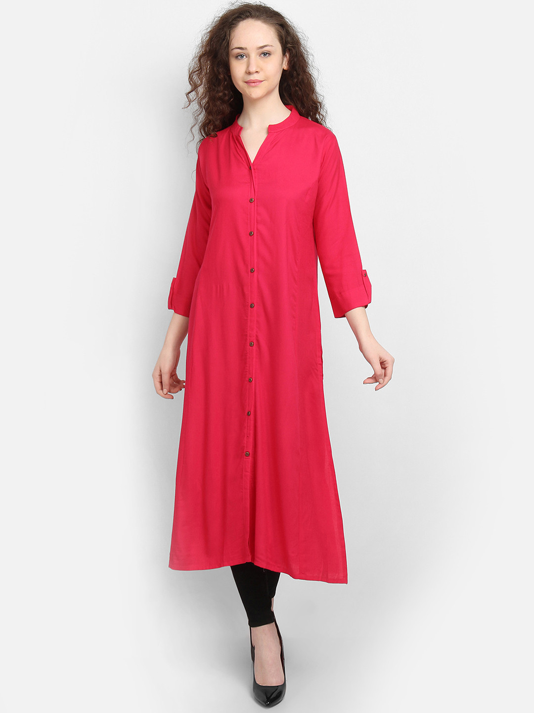 

La Bele Women Coral Solid Straight Kurta