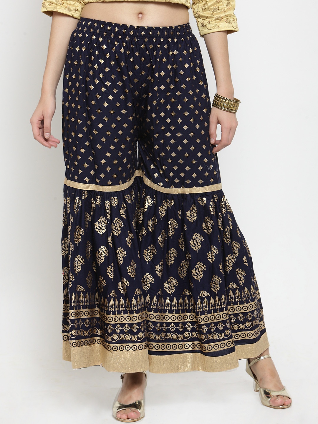 

Clora Creation Women Navy Blue Wide Leg Printed Palazzos
