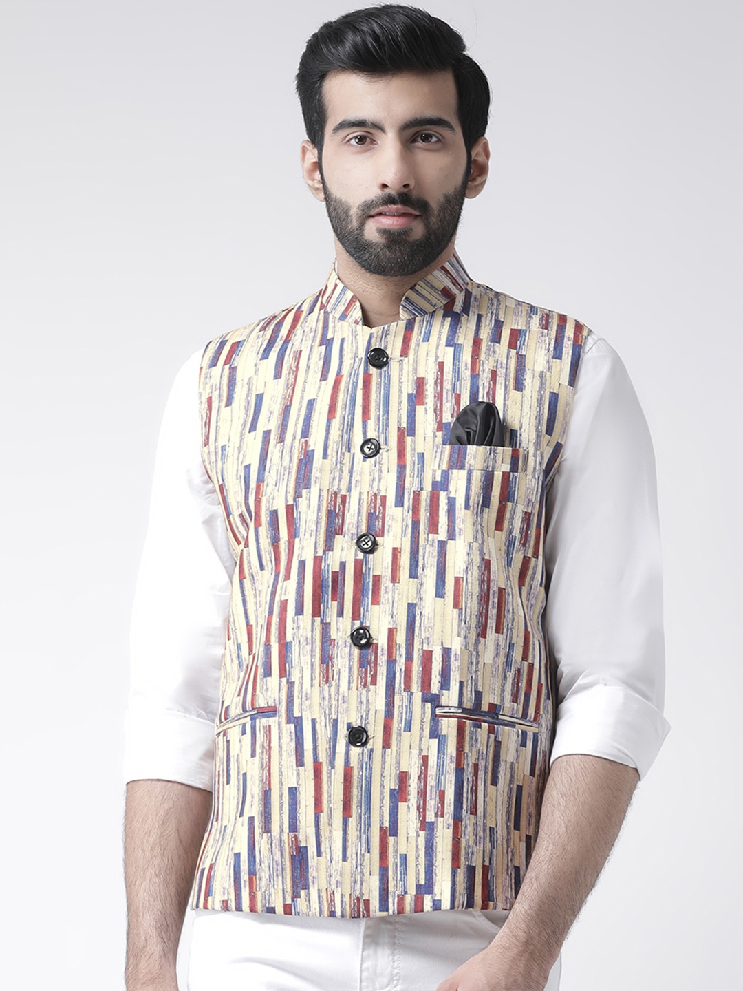 

Hangup Men Multicoloured Printed Nehru Jacket, Multi