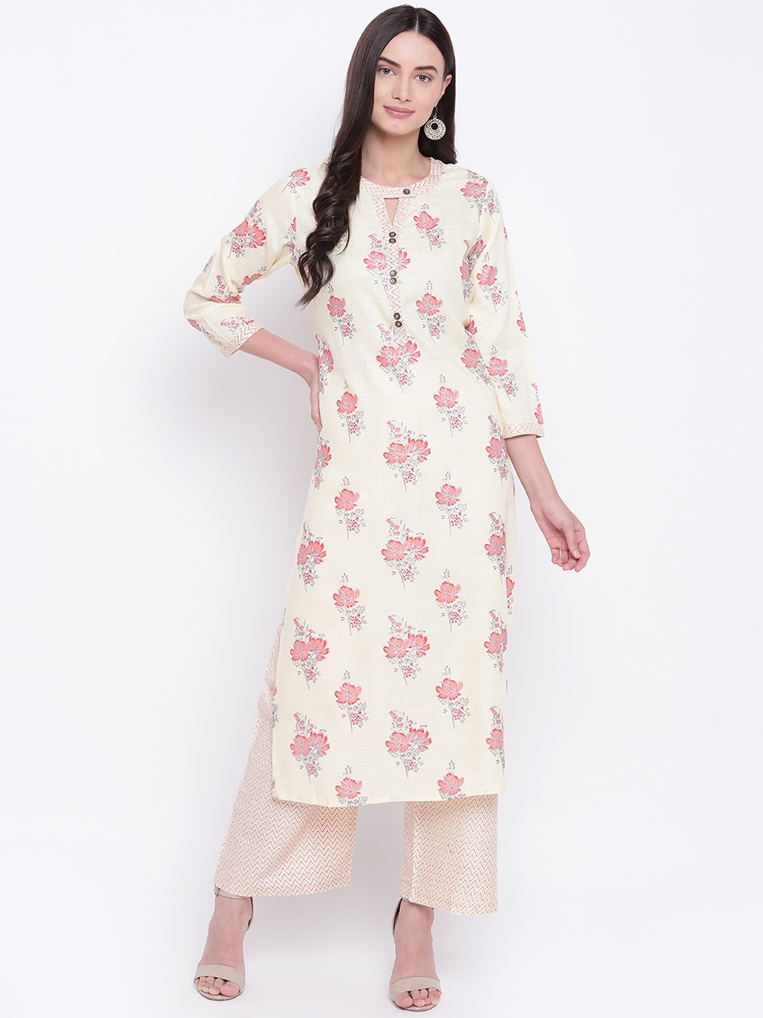 

Be Indi Women Beige Printed Kurta with Palazzos