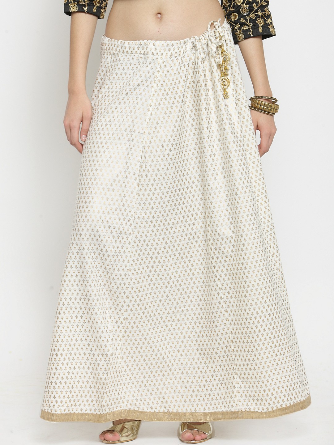 

Clora Creation Women Off White Printed Flared Maxi Skirt