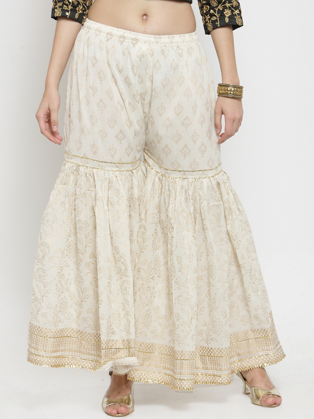 

Clora Creation Women Off-White Flared Printed Palazzos
