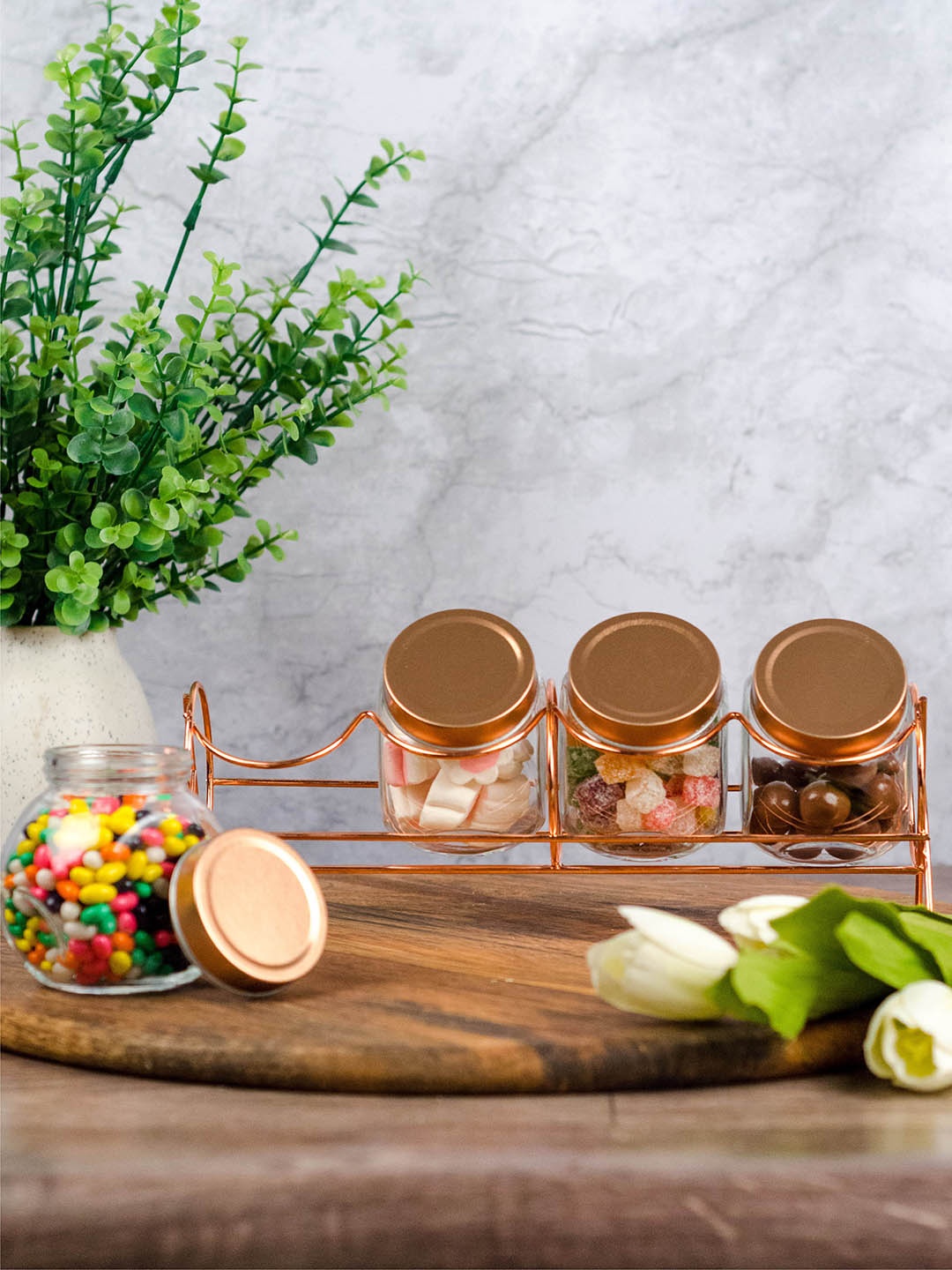 

GOODHOMES Set of 8 Food Storage Glass Jars with Tray, Transparent