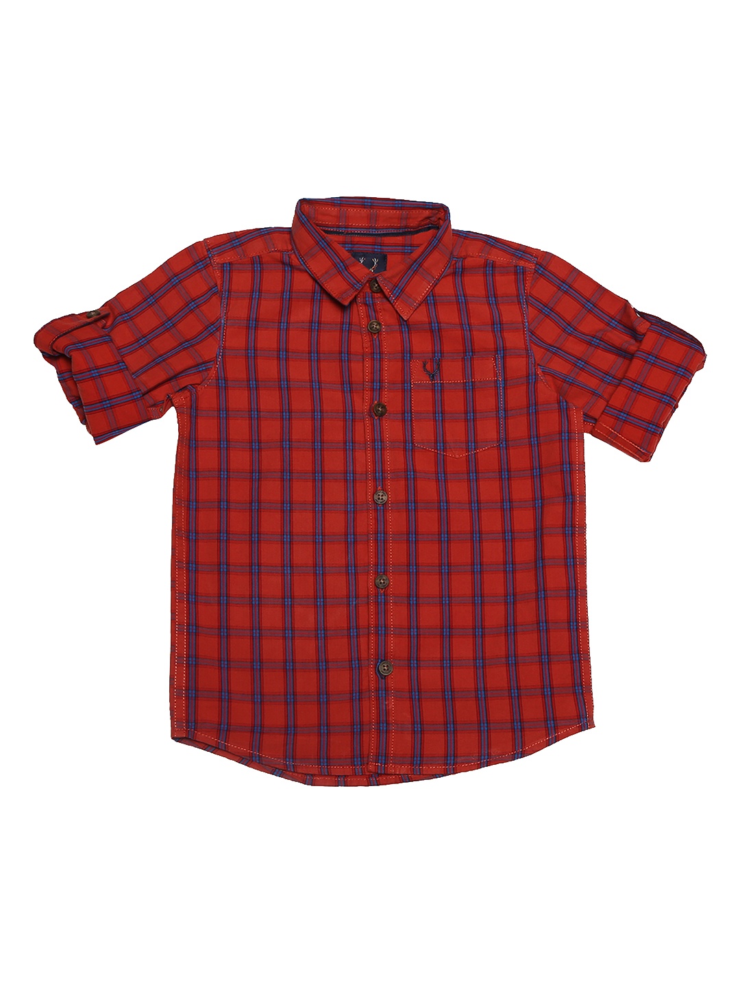 Allen Solly Junior Boys Maroon Regular Fit Checked Casual Shirt
