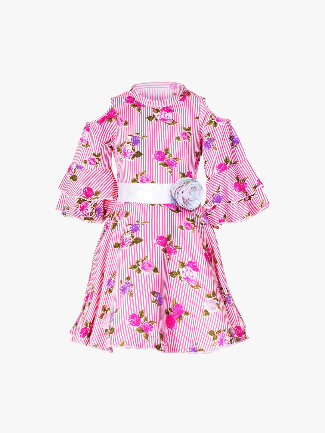 

naughty ninos Girls Pink Printed Fit and Flare Dress