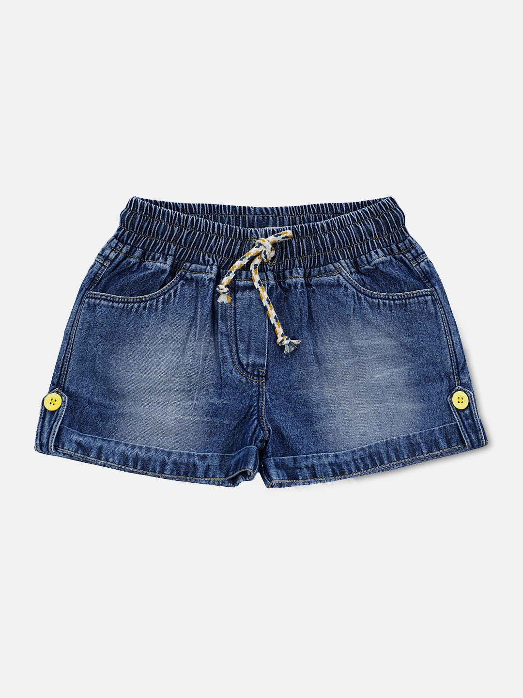 

naughty ninos Girls Blue Washed Regular Fit Denim Shorts