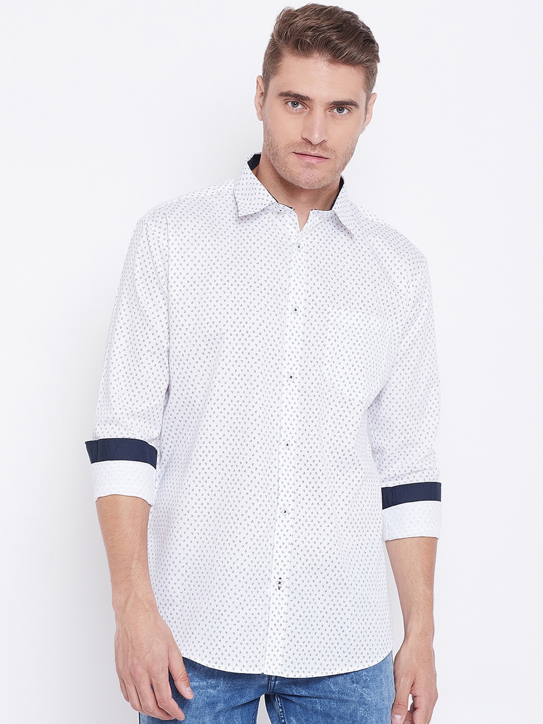 

Duke Men White Regular Fit Printed Casual Shirt