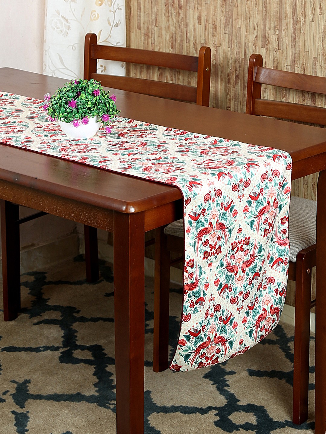 

Reinvention Factory Cream-Coloured Printed Table Runner