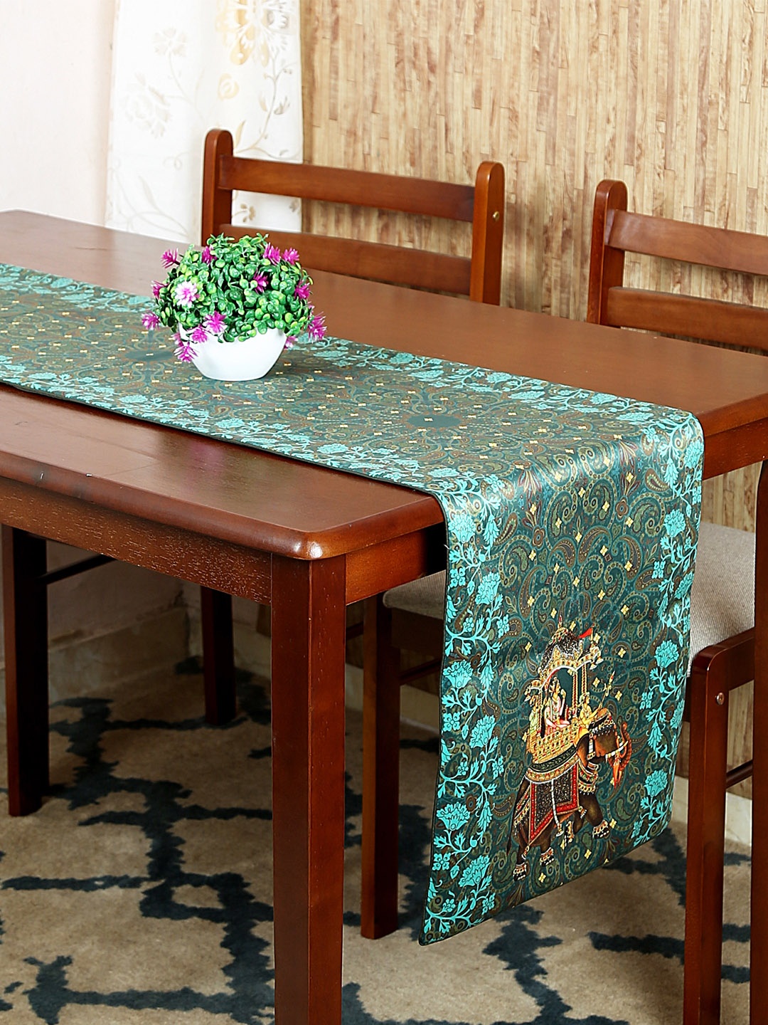 

Reinvention Factory Green Printed Table Runner