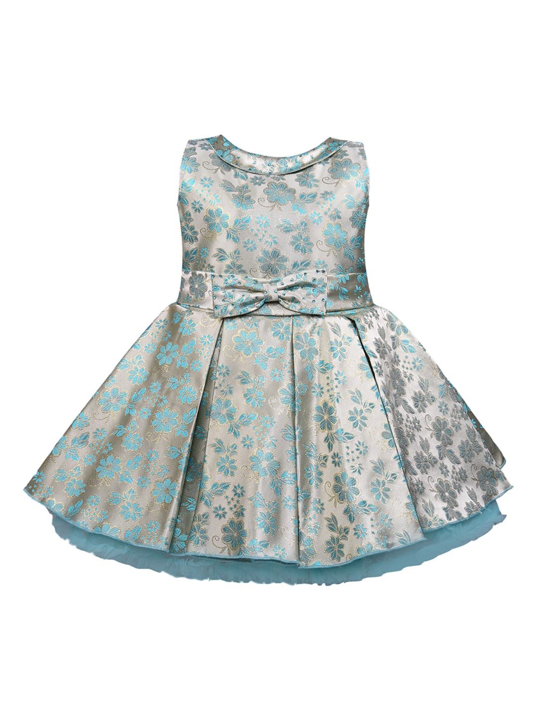 

Wish Karo Girls Blue Self Design Fit and Flare Dress