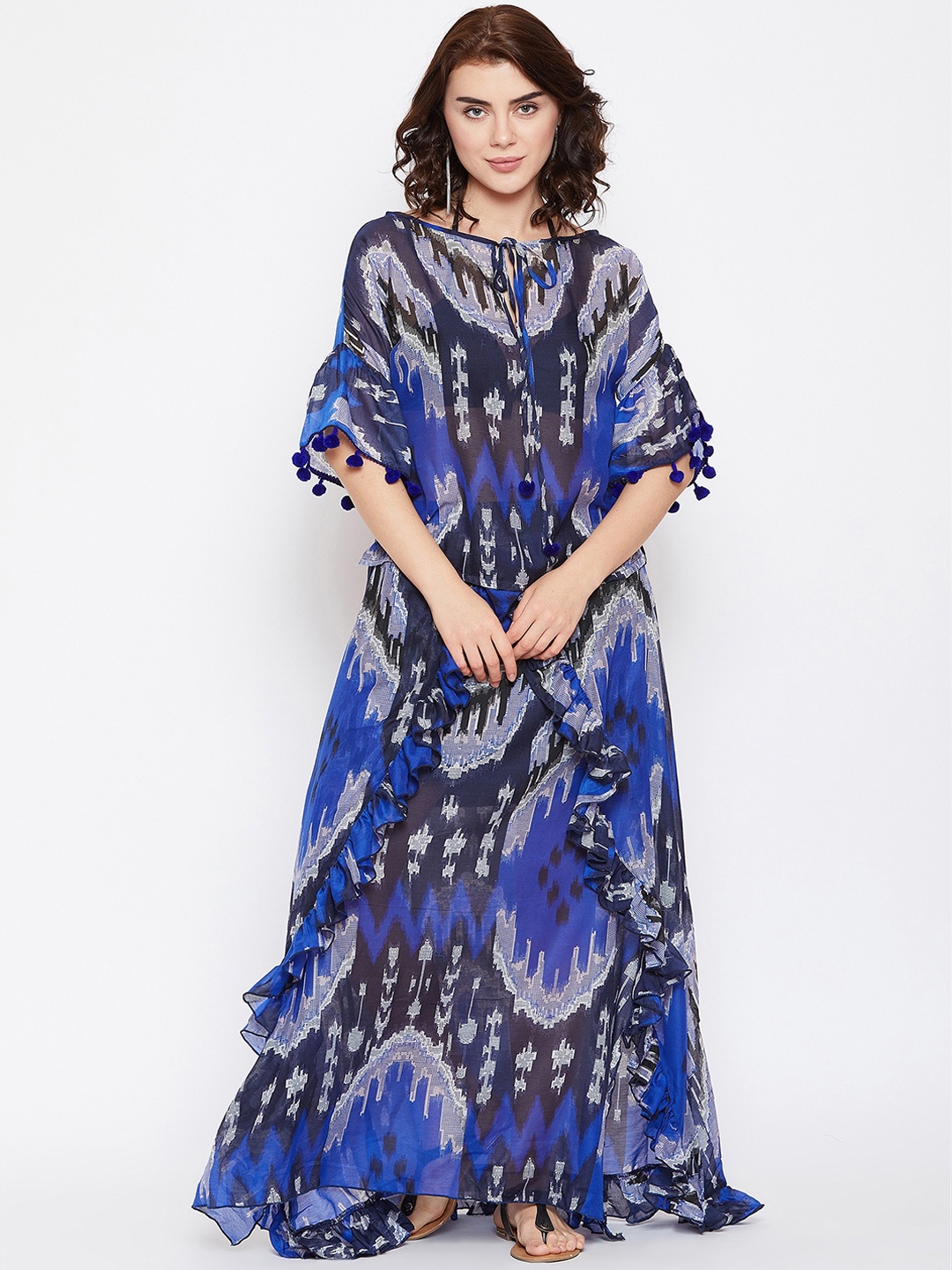 

The Kaftan Company Blue Printed Cover-up Dress RW_CO_MOANA03