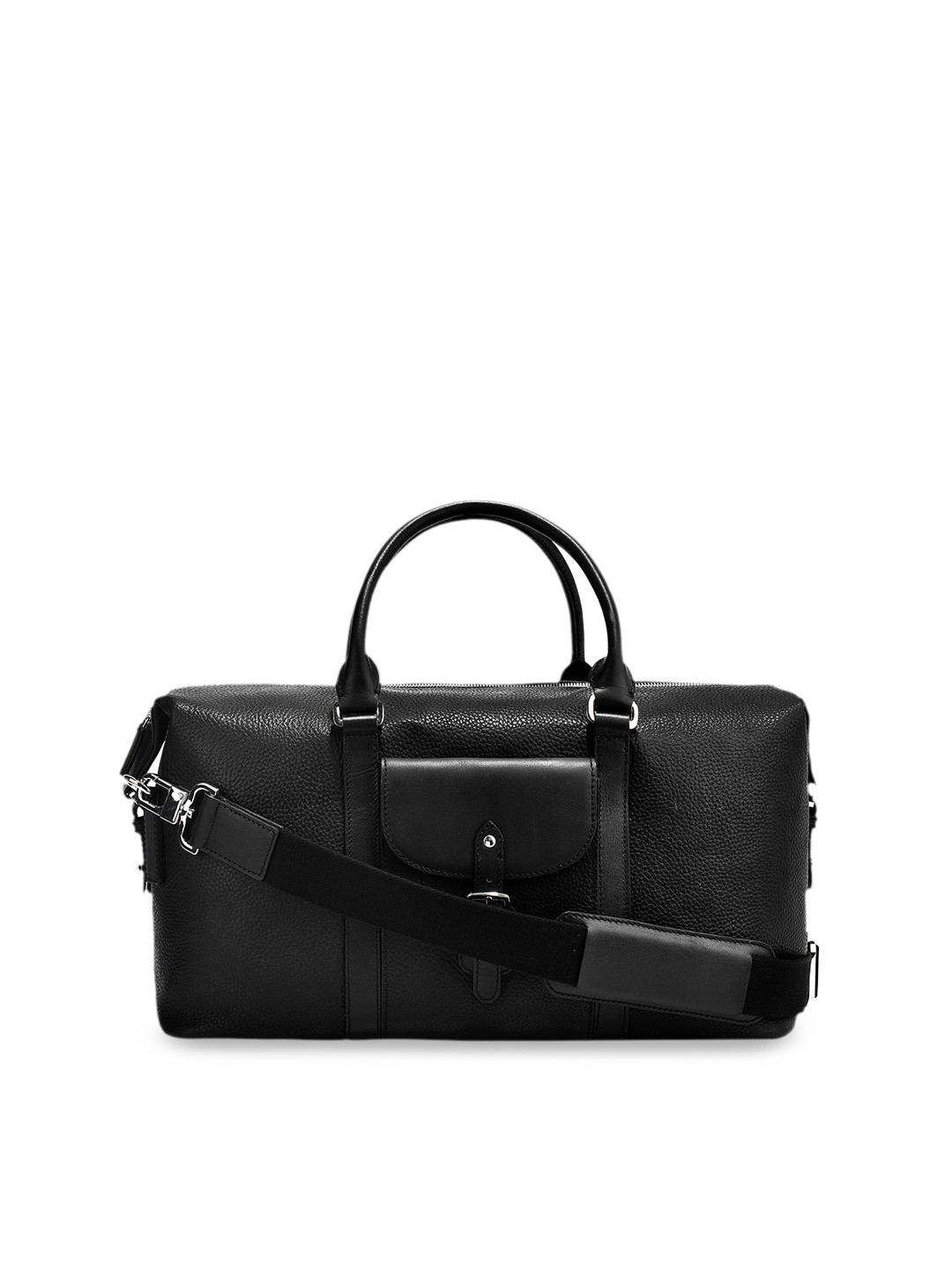 

Eske Brown Solid Small Leather Duffel Bag, Black