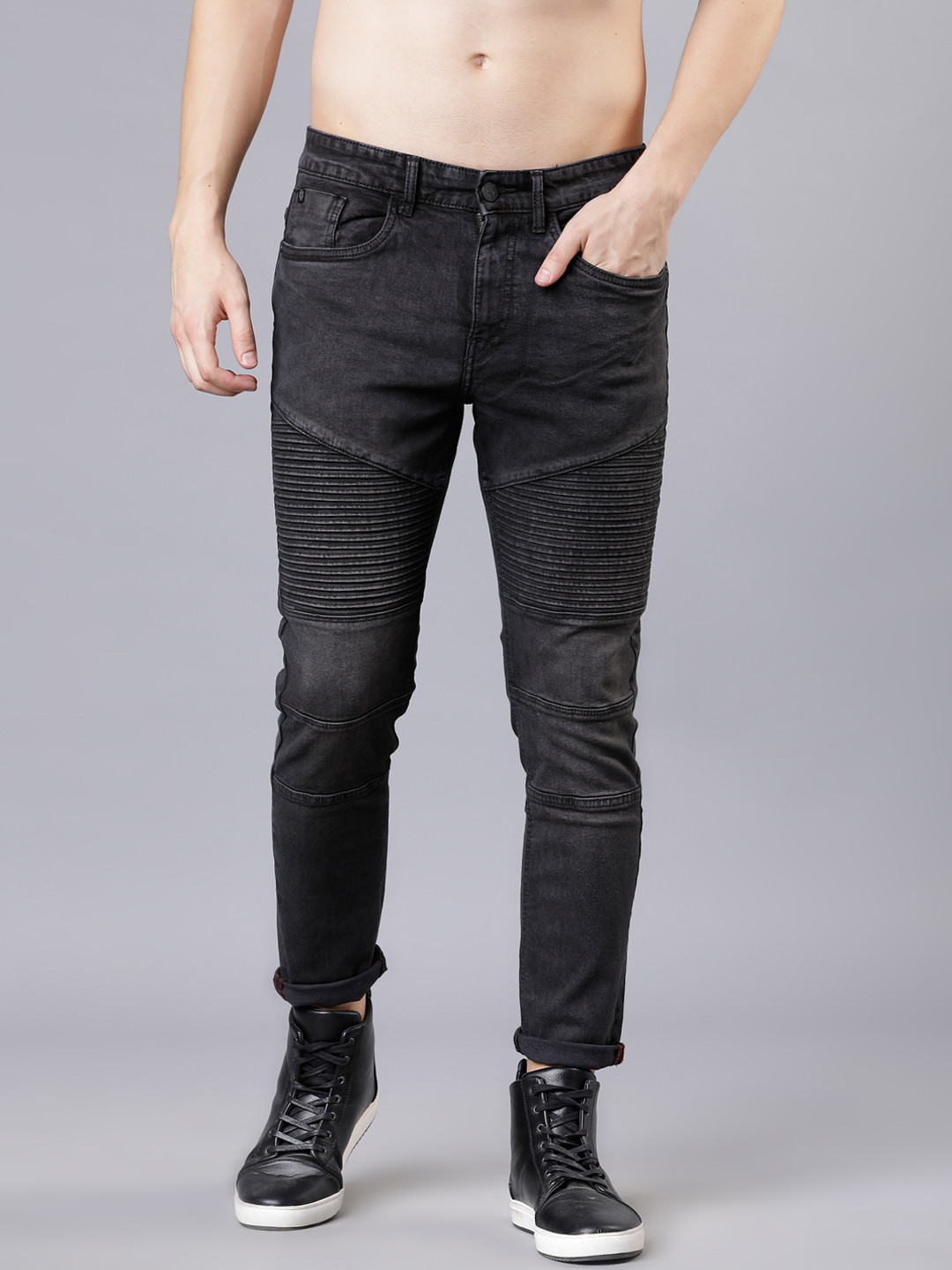 

LOCOMOTIVE Men Black Slim Fit Mid-Rise Clean Look Stretchable Jeans