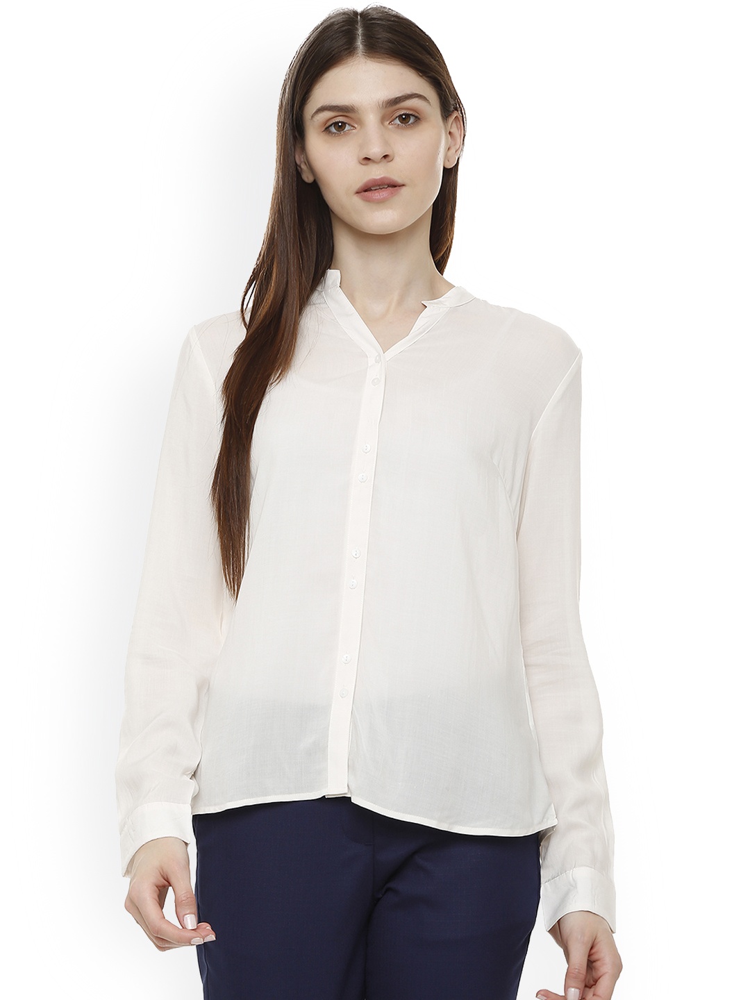 

Van Heusen Woman White Regular Fit Solid Formal Shirt