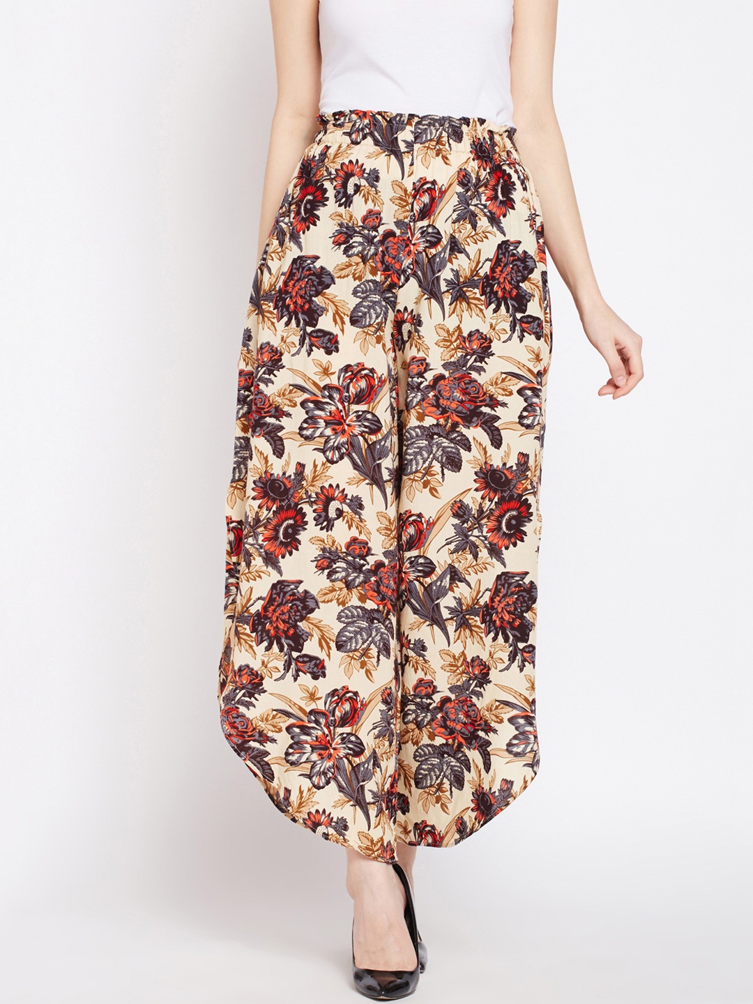 

Oxolloxo Women Multicoloured Floral Printed Wide Leg Palazzos, Multi