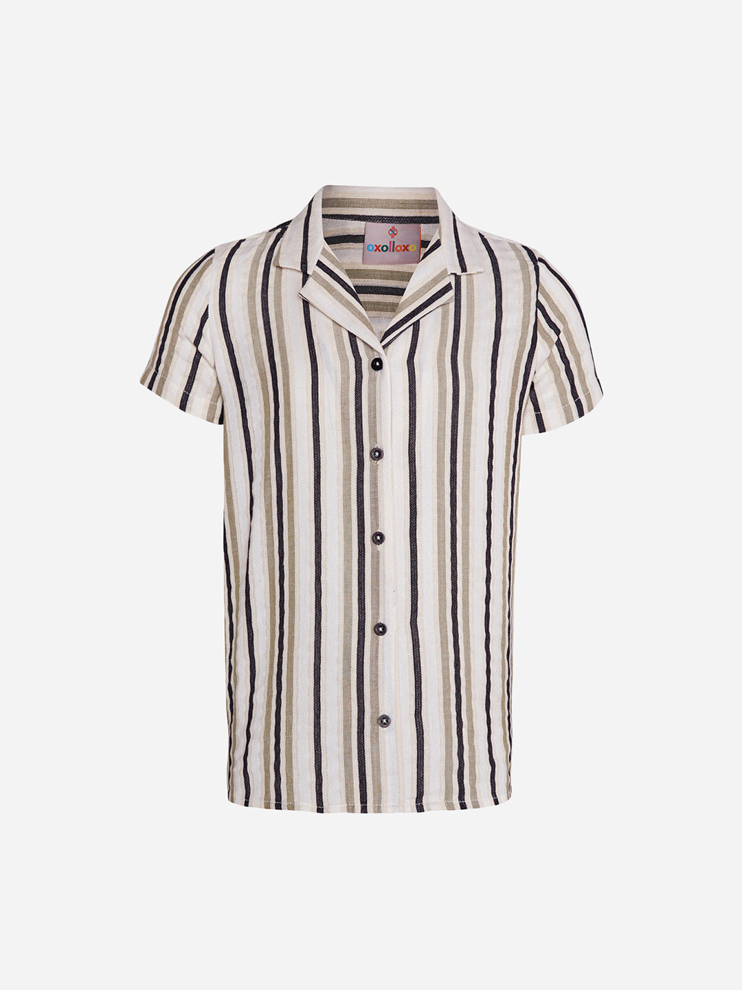 

Oxolloxo Boys Beige & Off-White Regular Fit Striped Casual Shirt