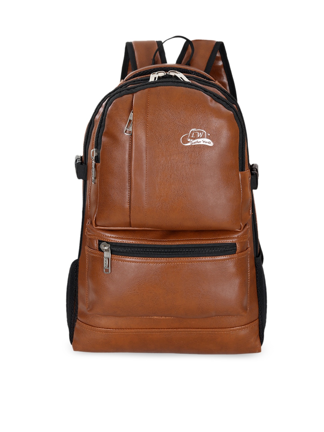 

Leather World Unisex Tan Brown Leather Solid Backpack