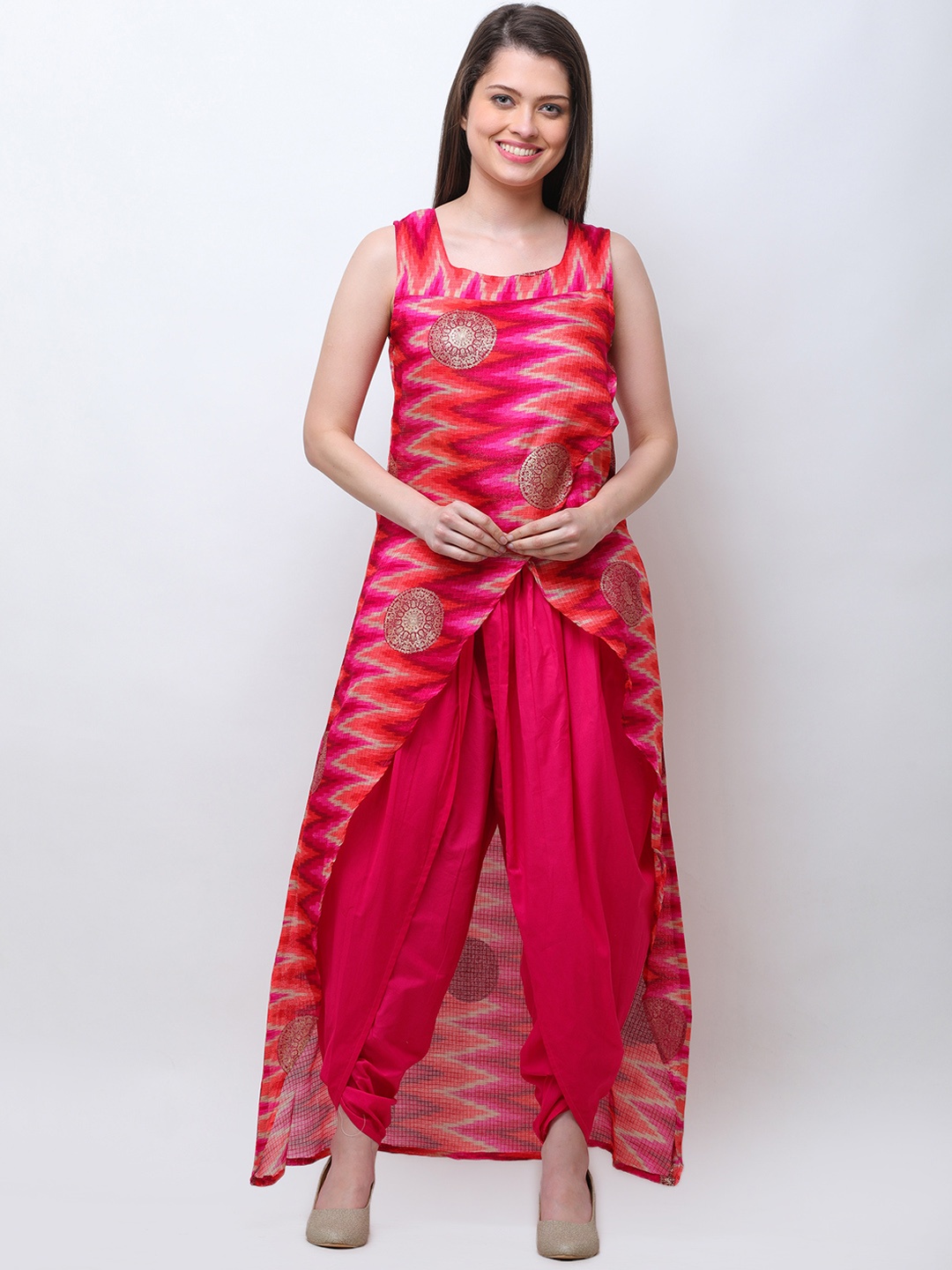 

Cation Women Pink Printed A-Line Kurta
