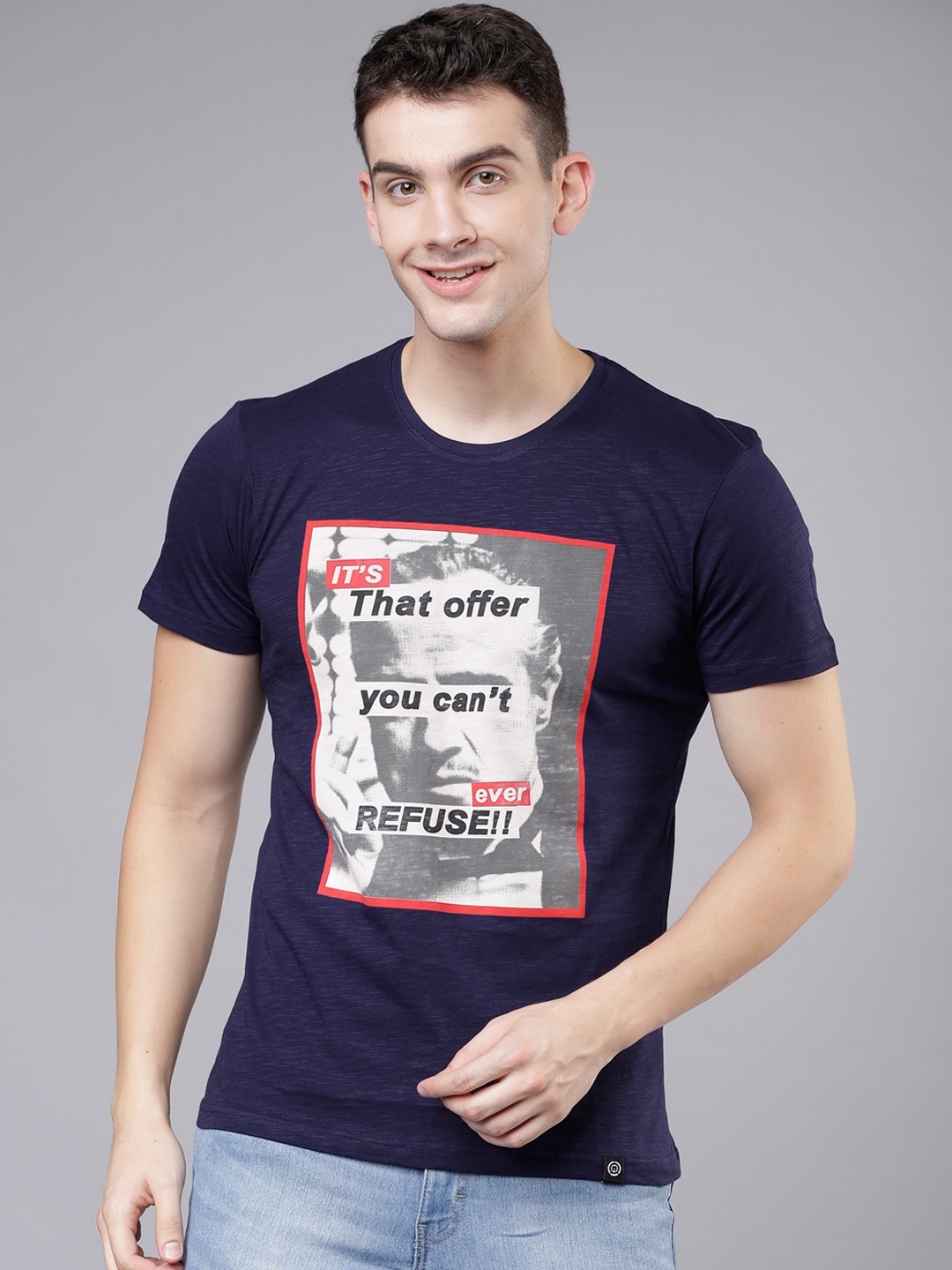 LOCOMOTIVE Men Navy Blue Printed Round Neck T-shirt