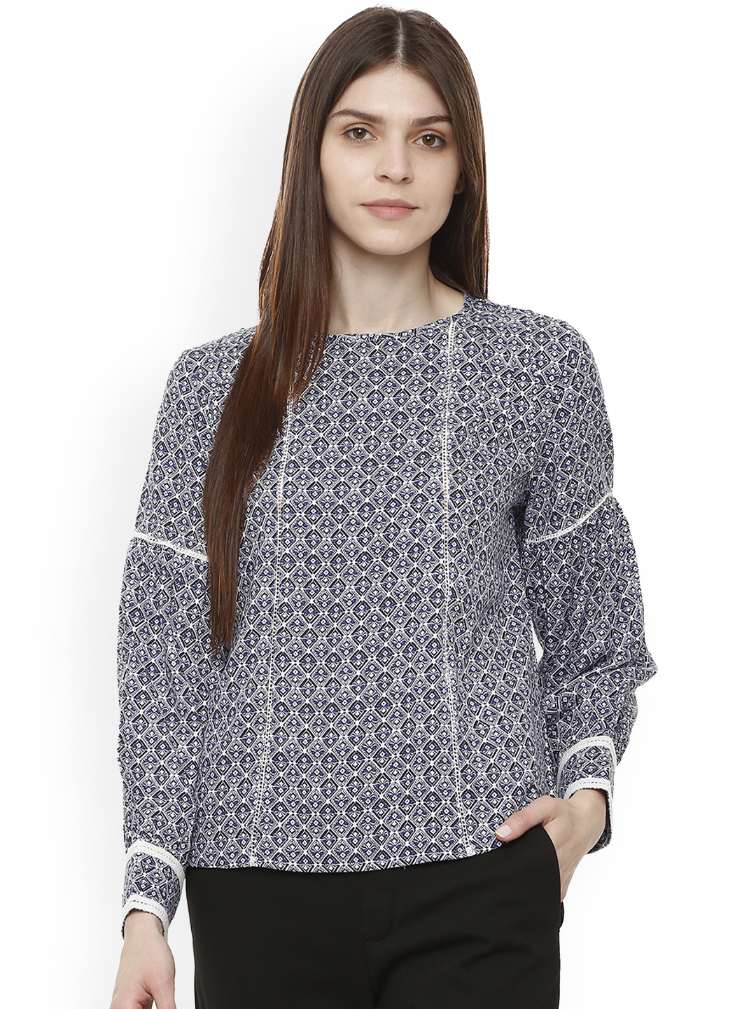 

Van Heusen Woman Navy Blue Printed Top