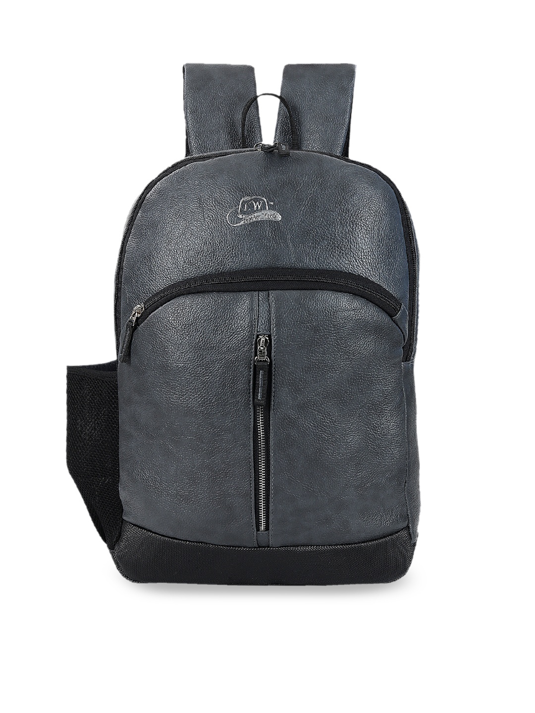 

Leather World Unisex Grey Solid Leather Backpack