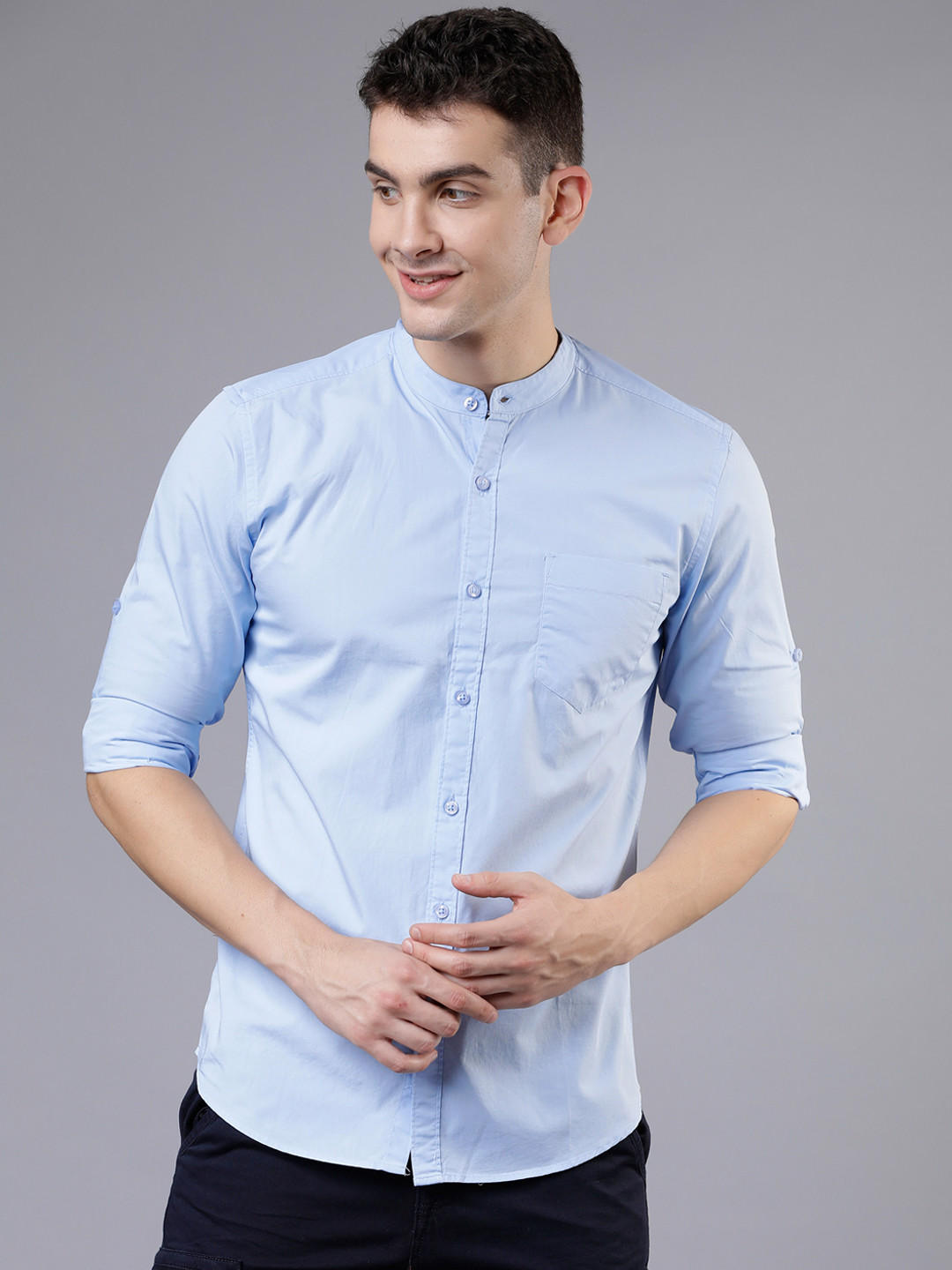 

HIGHLANDER Men Blue Slim Fit Solid Casual Shirt