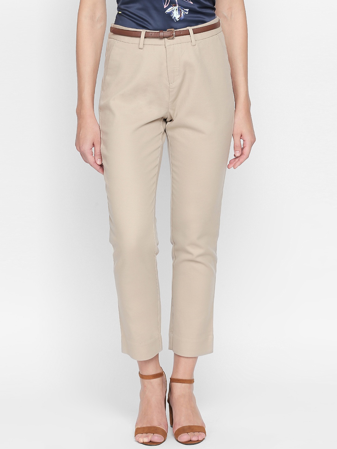 

Annabelle by Pantaloons Women Beige Regular Fit Solid Formal Trousers