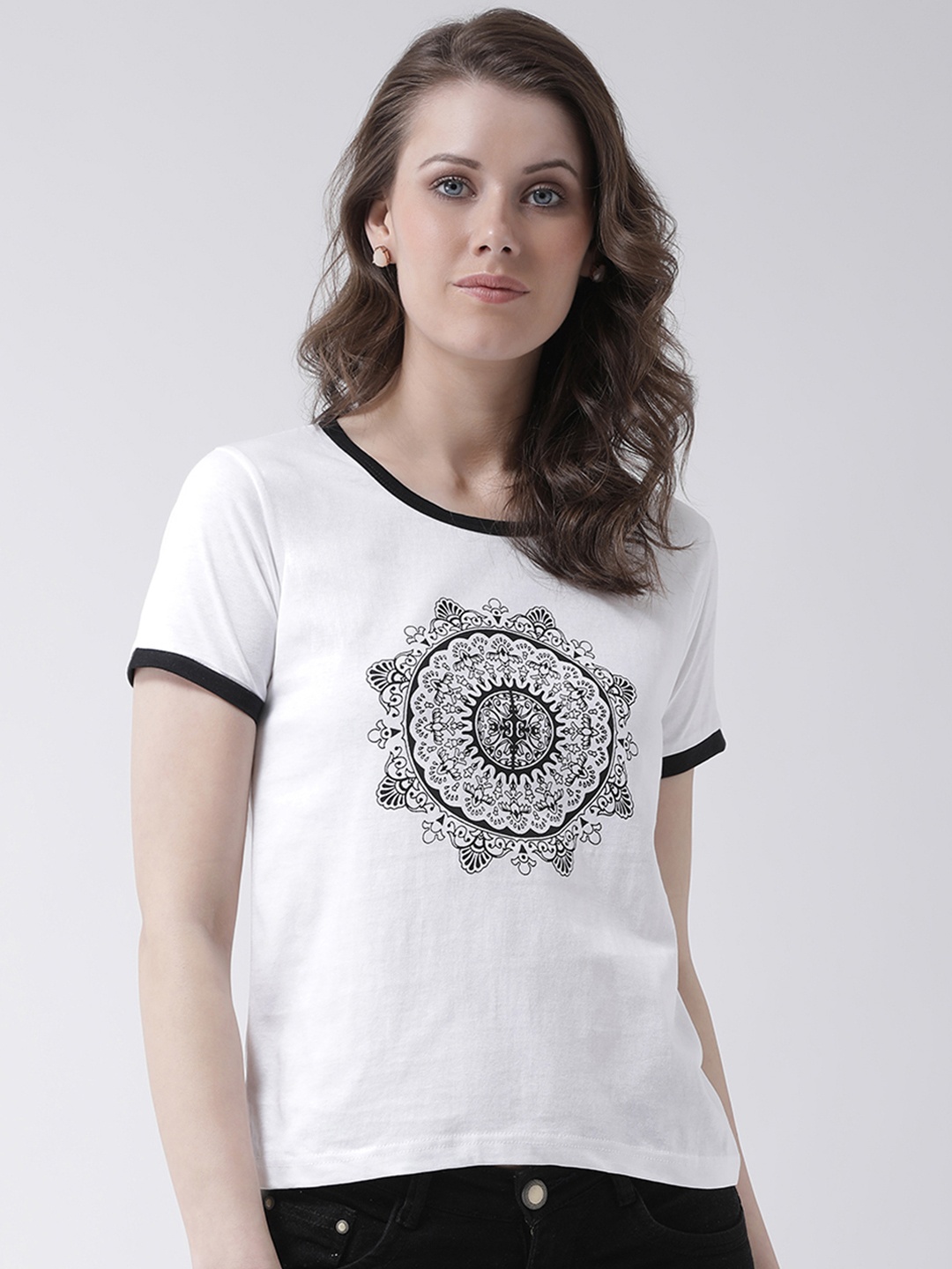 

The Dry State Women White Printed Pure Cotton Top