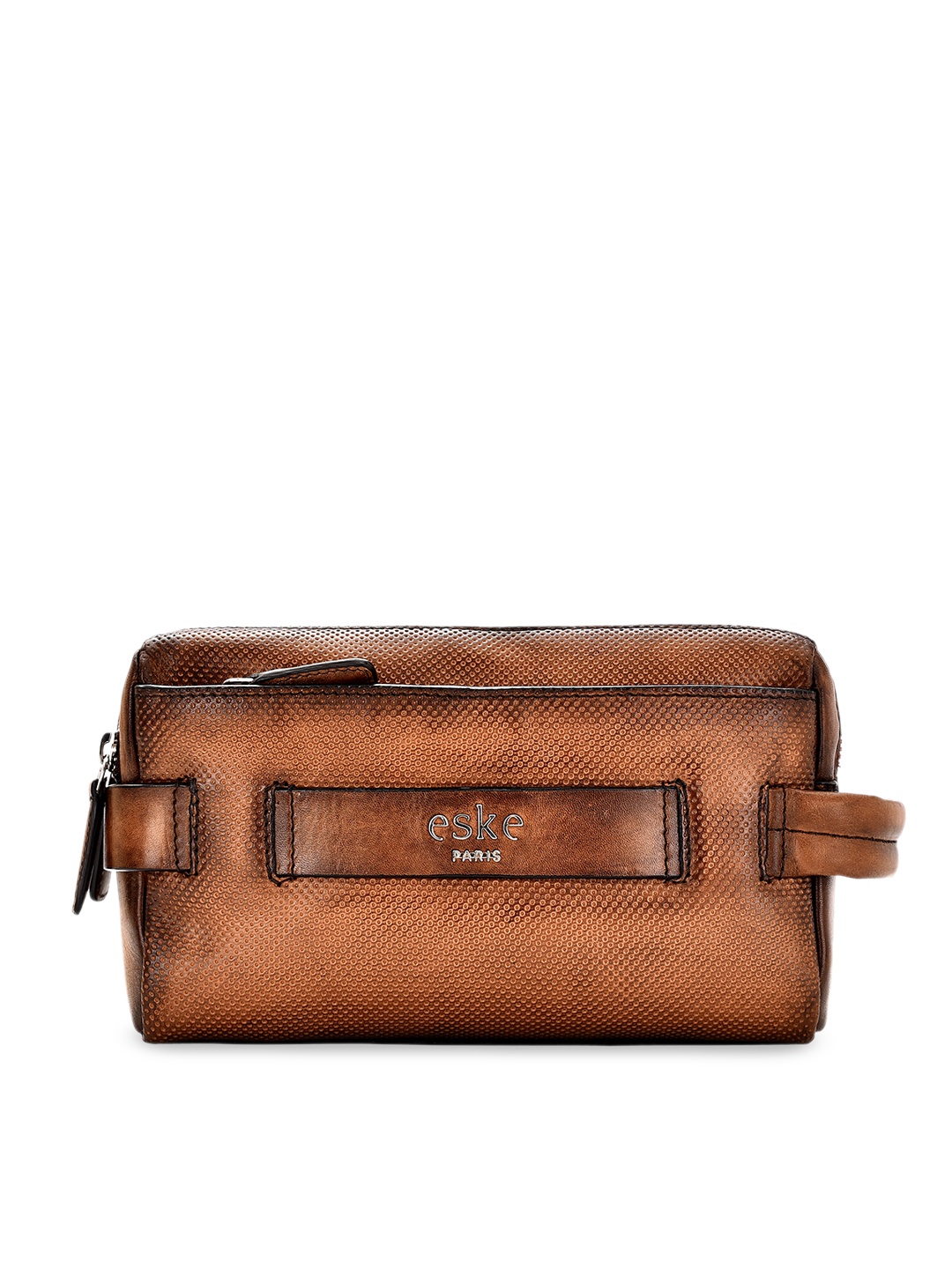 

Eske Women Tan-Brown Textured Leather Travel Pouch