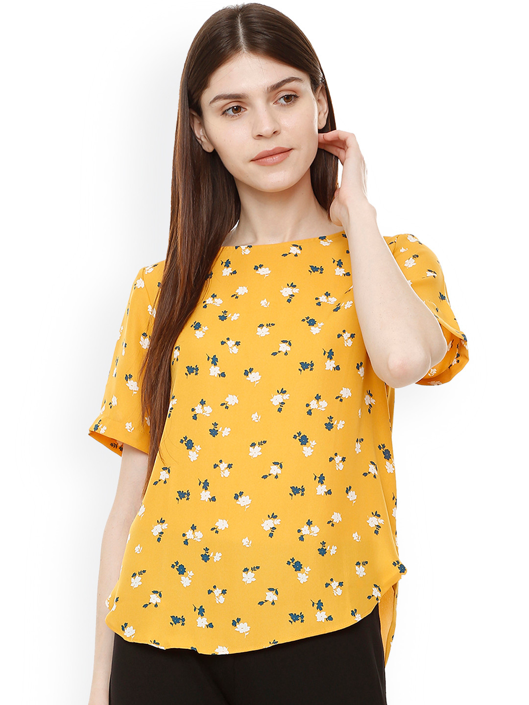 

Allen Solly Woman Yellow Floral Printed Top