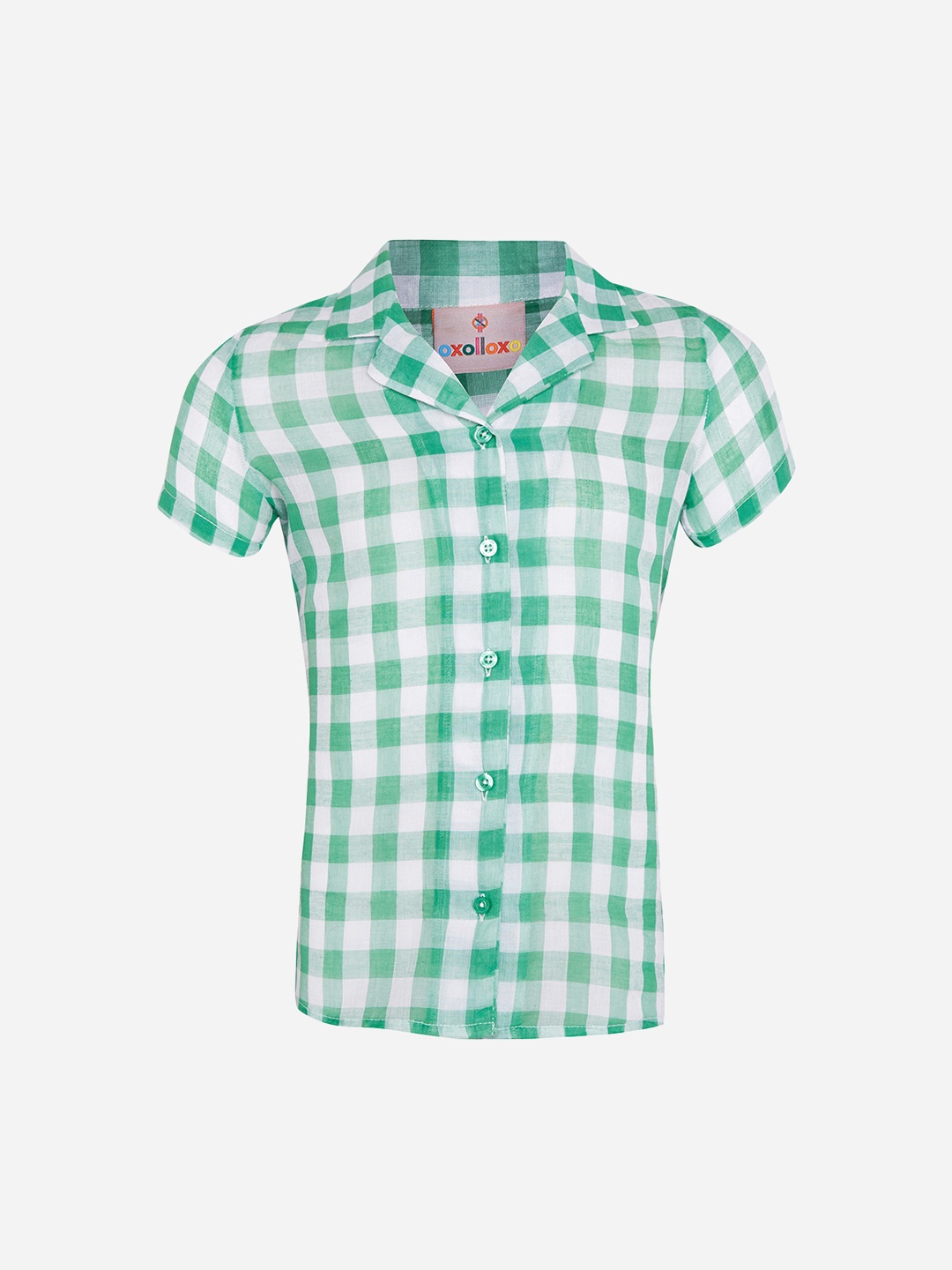 

Oxolloxo Boys Green & White Regular Fit Checked Casual Shirt