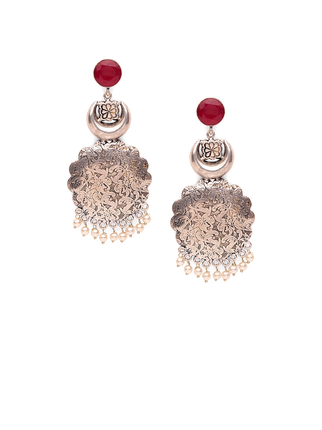 Fabstreet Silver-Toned Contemporary Drop Earrings