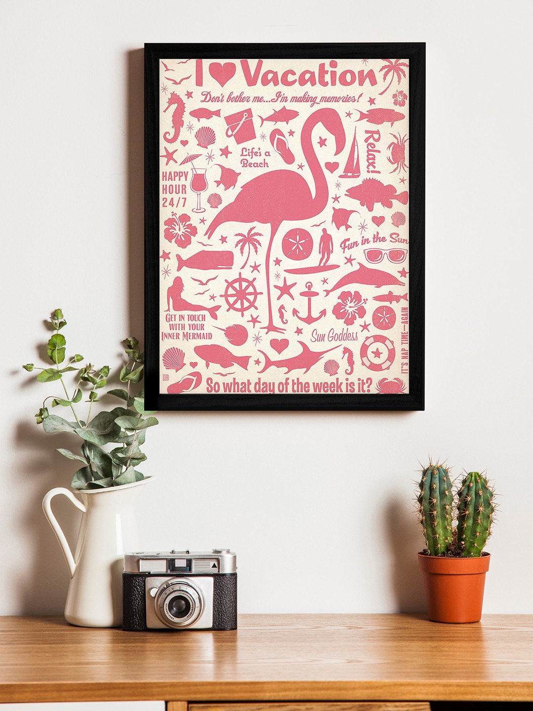 

Art Street Pink & Black Wall Art With Wooden Frame