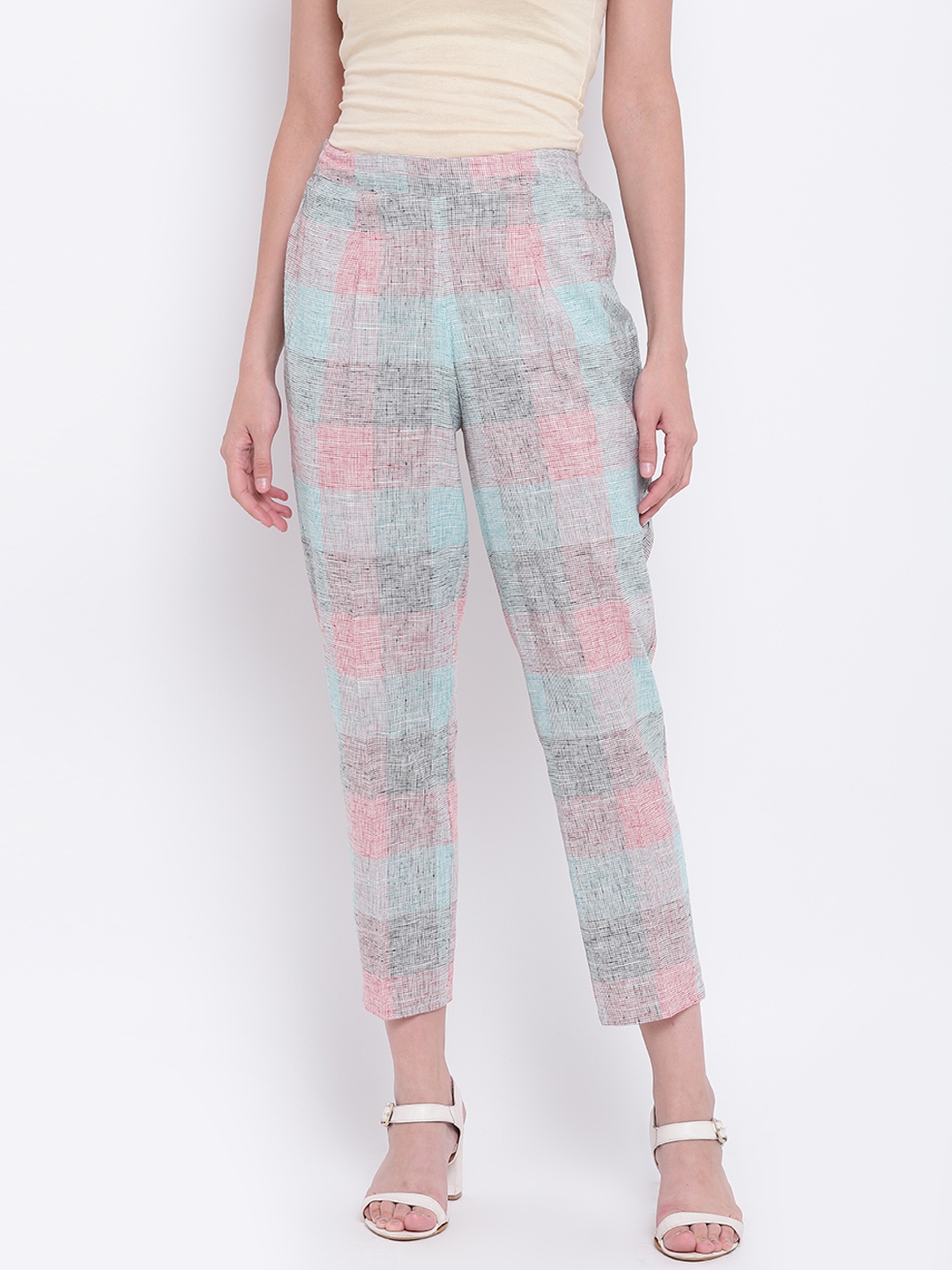 

Be Indi Women Multicoloured Regular Fit Checked Regular Trousers, Multi