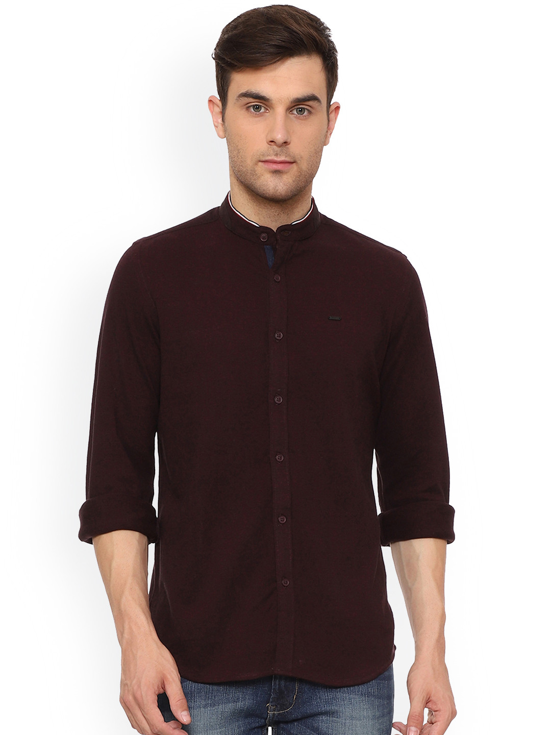 

People Men Maroon Slim Fit Solid Casual Shirt