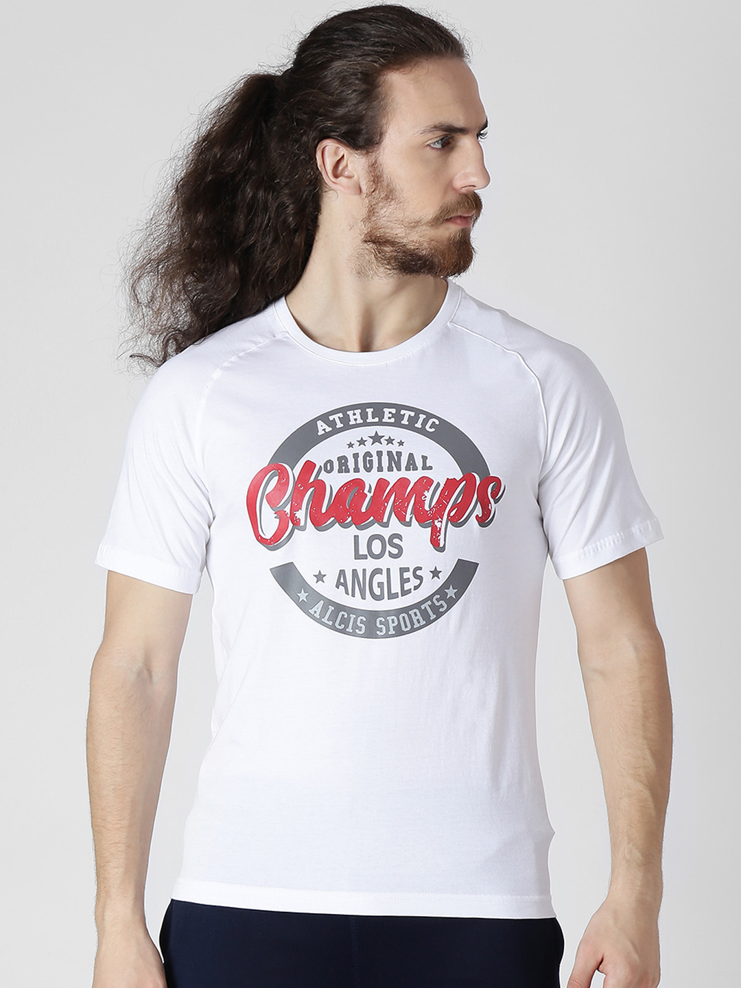 

Alcis Men White Printed Round Neck T-shirt