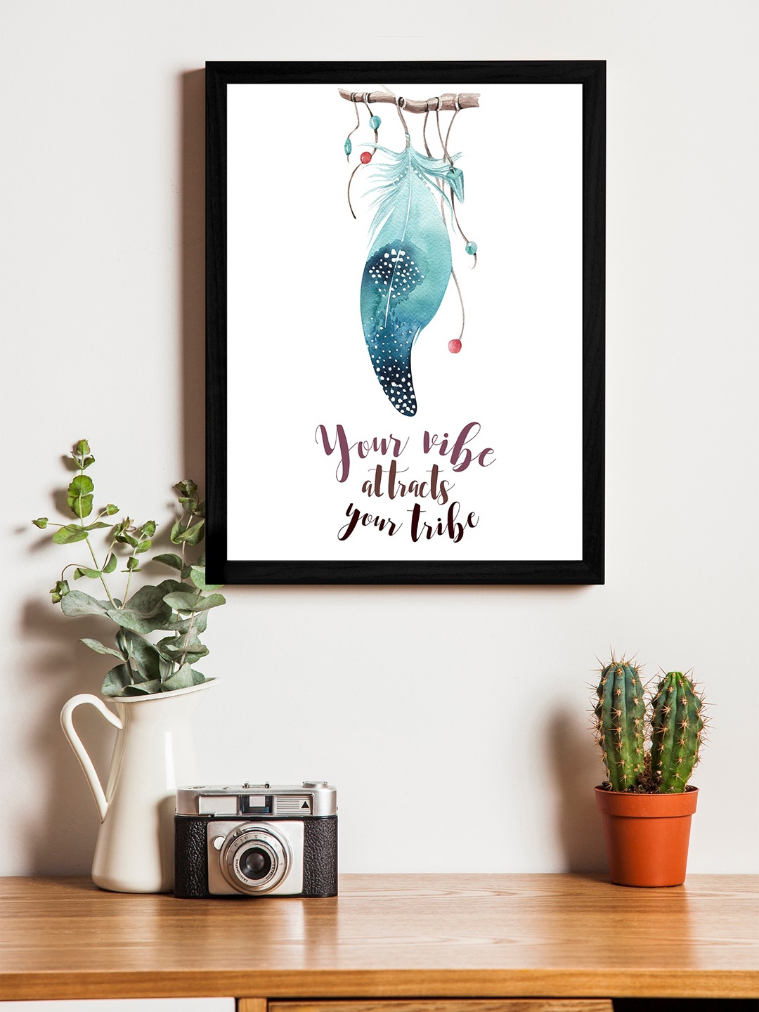 

Art Street White & Blue Wall Art With Wooden Frame
