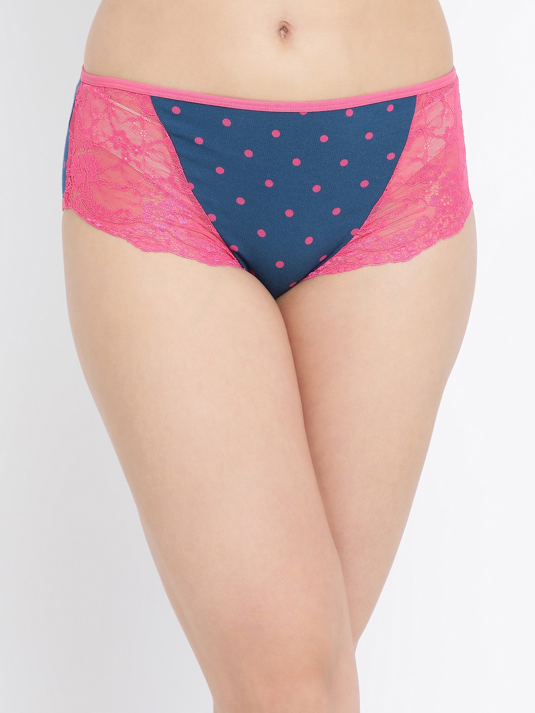 

Clovia Women Blue & Pink Polka Dot Printed Mid -Rise Hipster Briefs PN3043P08