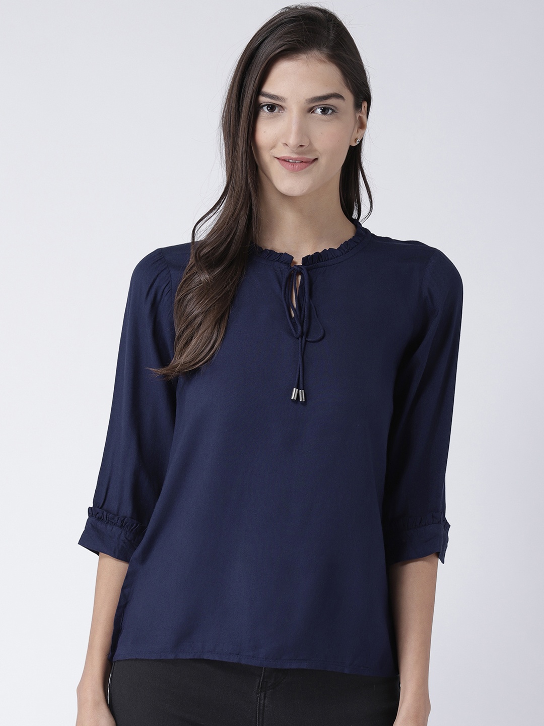 

MsFQ Women Navy Blue Solid Top