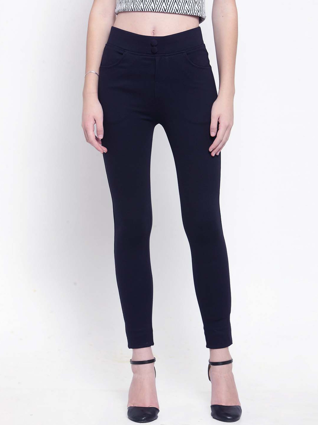 

Clora Creation Women Navy Blue Solid Jeggings
