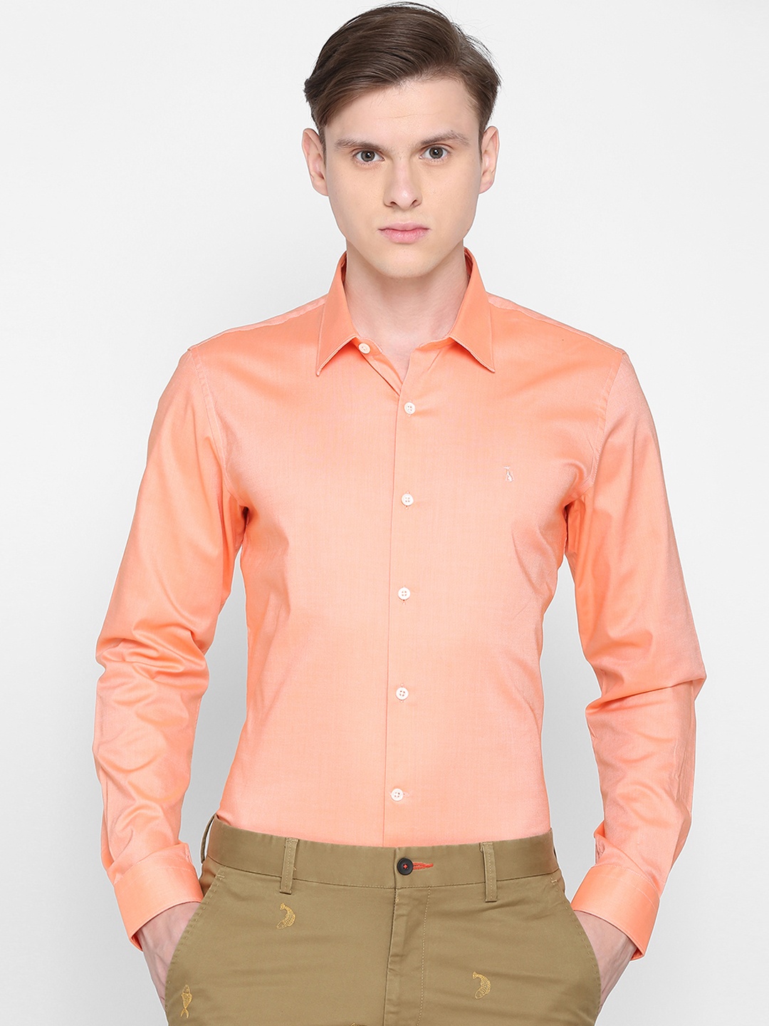 

SIMON CARTER LONDON Men Orange Slim Fit Solid Casual Shirt