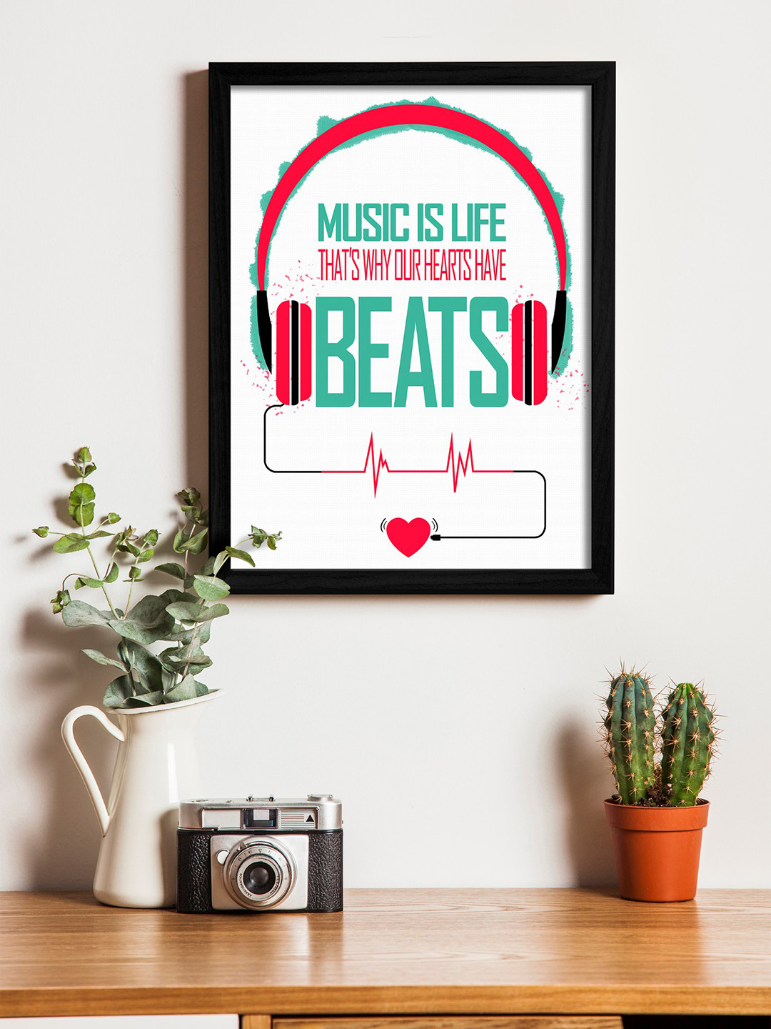 

Art Street White & Green Wall Art With Wooden Frame