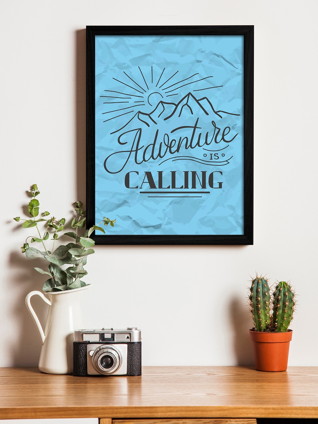 Art Street Blue UV Wall Art With Wooden Frame