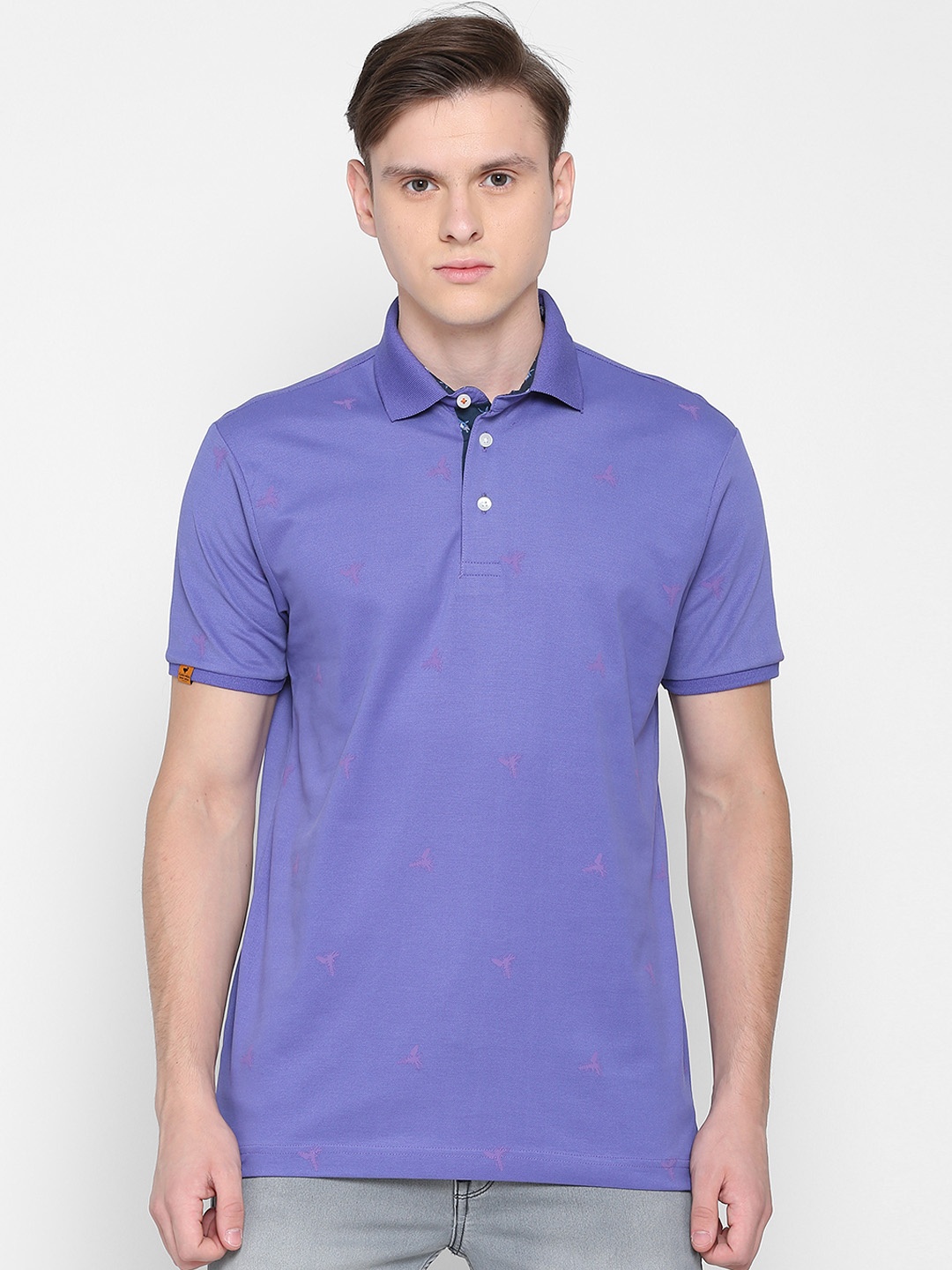 

SIMON CARTER LONDON Men Purple Solid Polo Collar Pure Cotton T-shirt