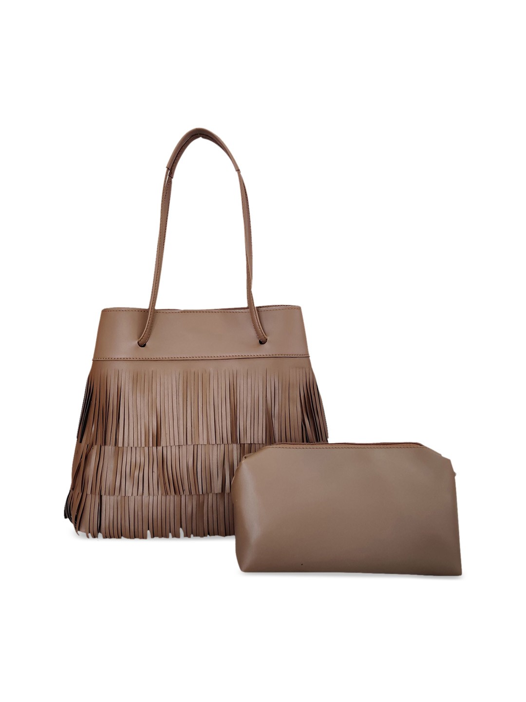 

Toteteca Beige Solid Fringed Tote Bag