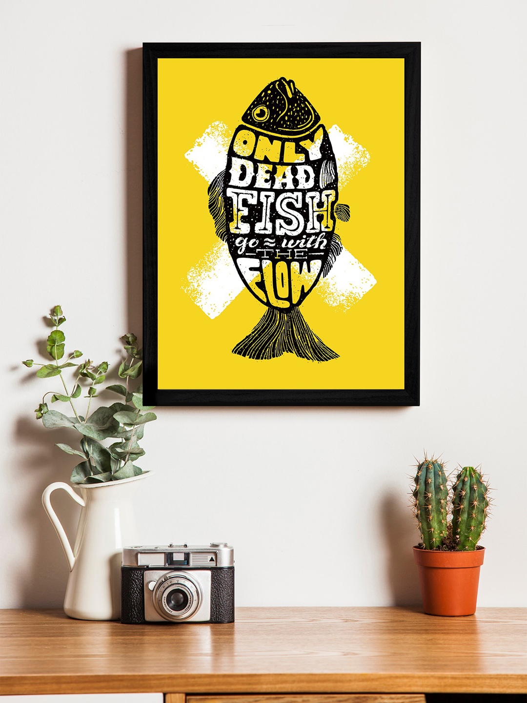 

Art Street Black & Yellow Wall Art With Wooden Frame